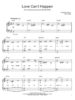 page one of Love Can't Happen (from Grand Hotel: The Musical) (Easy Piano)