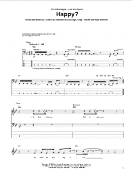 page one of Happy? (Bass Guitar Tab)