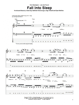 page one of Fall Into Sleep (Bass Guitar Tab)
