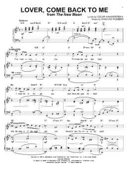 page one of Lover, Come Back To Me (Piano & Vocal)