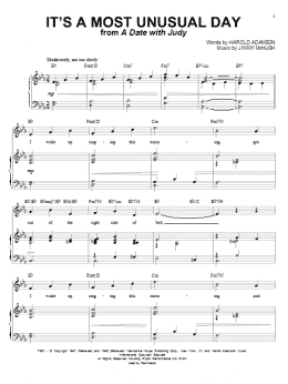 page one of It's A Most Unusual Day (Piano & Vocal)