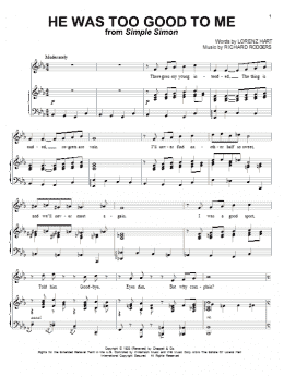 page one of He Was Too Good To Me (Piano & Vocal)