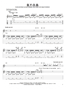 page one of B.Y.O.B. (Guitar Tab (Single Guitar))