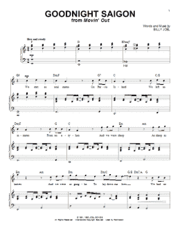 page one of Goodnight Saigon (Piano & Vocal)