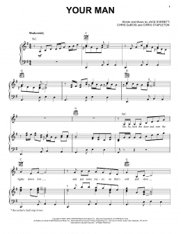 page one of Your Man (Piano, Vocal & Guitar Chords (Right-Hand Melody))