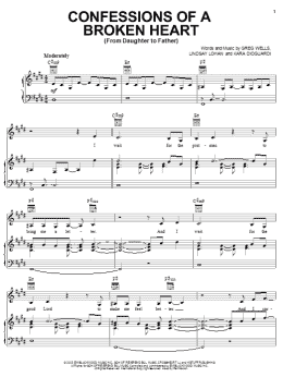 page one of Confessions Of A Broken Heart (Daughter To Father) (Piano, Vocal & Guitar Chords (Right-Hand Melody))