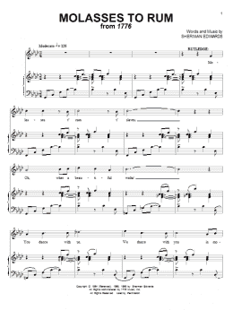 page one of Molasses To Rum (from 1776) (Piano & Vocal)