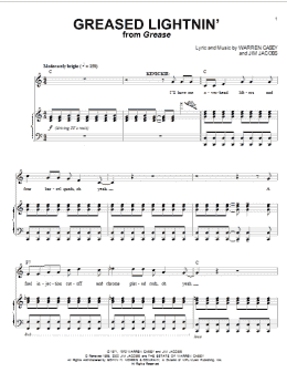 page one of Greased Lightnin' (from Grease) (Piano & Vocal)