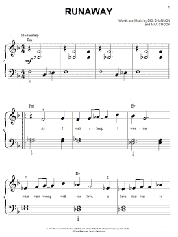 page one of Runaway (Big Note Piano)