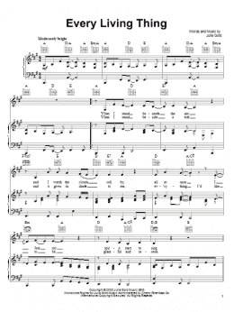 page one of Every Living Thing (Piano, Vocal & Guitar Chords (Right-Hand Melody))