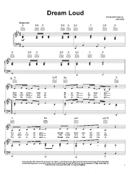 page one of Dream Loud (Piano, Vocal & Guitar Chords (Right-Hand Melody))
