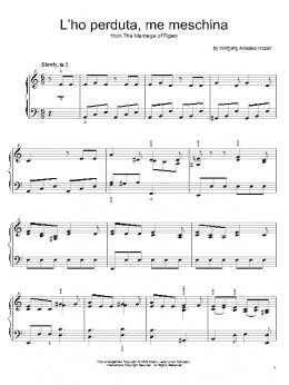 page one of L'Ho Perduta, Me Meschina (Easy Piano)
