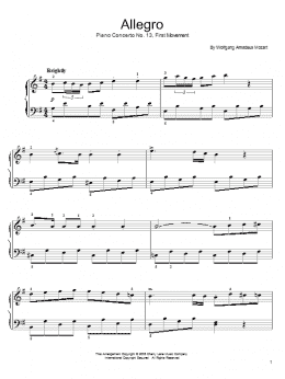 page one of Piano Concerto No.13 (1st Movement) (Easy Piano)