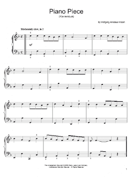 page one of Piano Piece (Klavierstuck) (Easy Piano)