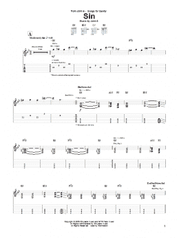 page one of Sin (Guitar Tab)