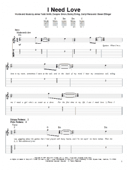page one of I Need Love (Easy Guitar Tab)