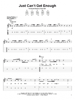 page one of Just Can't Get Enough (Easy Guitar Tab)