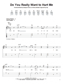page one of Do You Really Want To Hurt Me (Easy Guitar Tab)