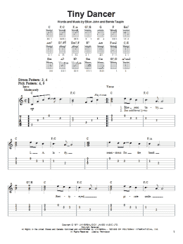 page one of Tiny Dancer (Easy Guitar Tab)