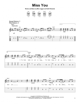 page one of Miss You (Easy Guitar Tab)