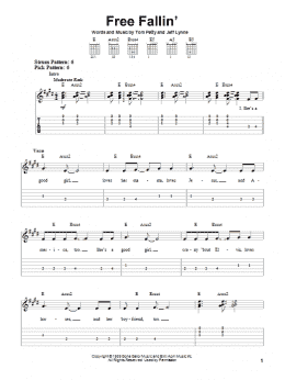 page one of Free Fallin' (Easy Guitar Tab)