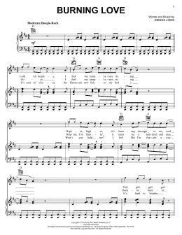 page one of Burning Love (Piano, Vocal & Guitar Chords (Right-Hand Melody))