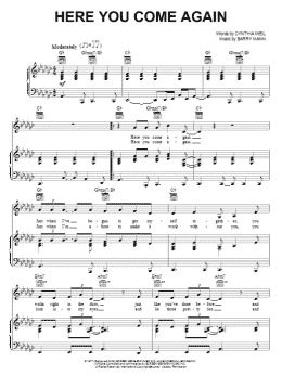 page one of Here You Come Again (Piano, Vocal & Guitar Chords (Right-Hand Melody))