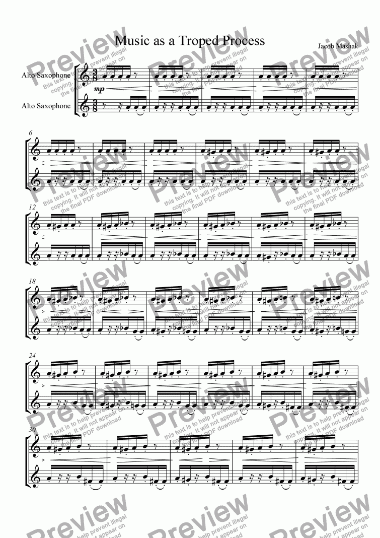 page one of Music as a Troped Process