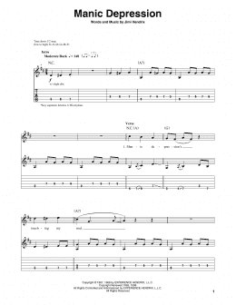 page one of Manic Depression (Guitar Tab (Single Guitar))