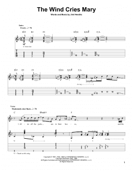 page one of The Wind Cries Mary (Guitar Tab (Single Guitar))