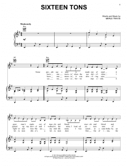 page one of Sixteen Tons (Piano, Vocal & Guitar Chords (Right-Hand Melody))