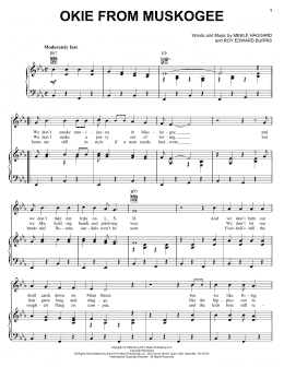 page one of Okie From Muskogee (Piano, Vocal & Guitar Chords (Right-Hand Melody))