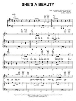 page one of She's A Beauty (Piano, Vocal & Guitar Chords (Right-Hand Melody))
