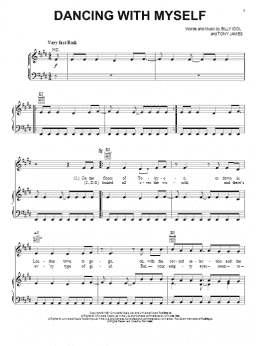 page one of Dancing With Myself (Piano, Vocal & Guitar Chords (Right-Hand Melody))