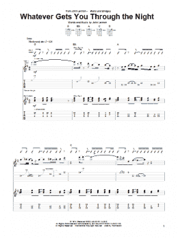 page one of Whatever Gets You Through The Night (Guitar Tab)