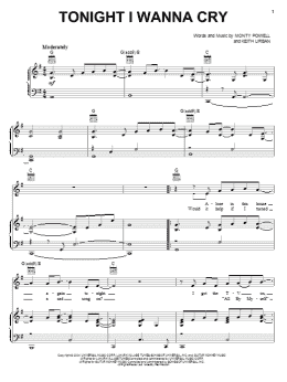 page one of Tonight I Wanna Cry (Piano, Vocal & Guitar Chords (Right-Hand Melody))