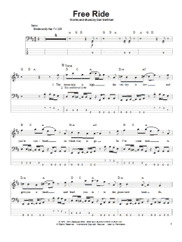 page one of Free Ride (Bass Guitar Tab)