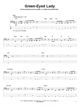 page one of Green-Eyed Lady (Bass Guitar Tab)