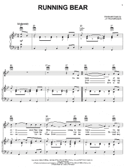 page one of Running Bear (Piano, Vocal & Guitar Chords (Right-Hand Melody))