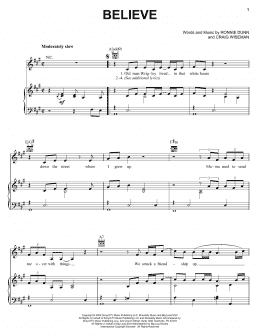 page one of Believe (Piano, Vocal & Guitar Chords (Right-Hand Melody))