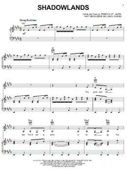 page one of Shadowlands (Piano, Vocal & Guitar Chords (Right-Hand Melody))