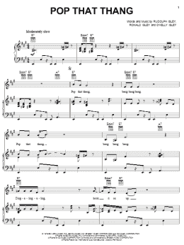 page one of Pop That Thang (Piano, Vocal & Guitar Chords (Right-Hand Melody))