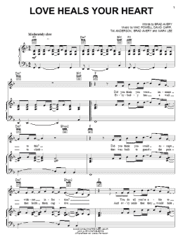page one of Love Heals Your Heart (Piano, Vocal & Guitar Chords (Right-Hand Melody))