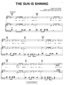 page one of The Sun Is Shining (Piano, Vocal & Guitar Chords (Right-Hand Melody))