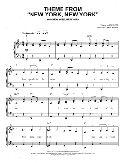 page one of Theme From "New York, New York" (Easy Piano)