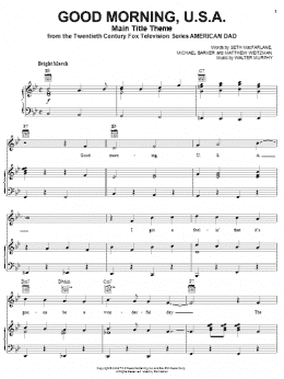 page one of American Dad - Main Title Theme (Good Morning U.S.A.) (Piano, Vocal & Guitar Chords (Right-Hand Melody))