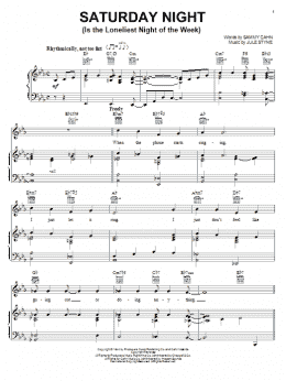 page one of Saturday Night (Is The Loneliest Night Of The Week) (Piano, Vocal & Guitar Chords (Right-Hand Melody))