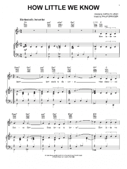 page one of How Little We Know (Piano, Vocal & Guitar Chords (Right-Hand Melody))