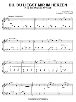 page one of Du, Du Liegst Mir Im Herzen (You, You Weigh On My Heart) (Piano Solo)