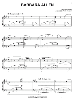 page one of Barbara Allen (Piano Solo)
